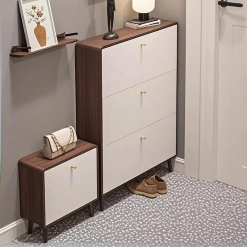 Rotating Storage Shoes Cabinets Seating Shelving White Small Shoe Cabinets Chest Wooden Organizador Zapatos Furniture Room