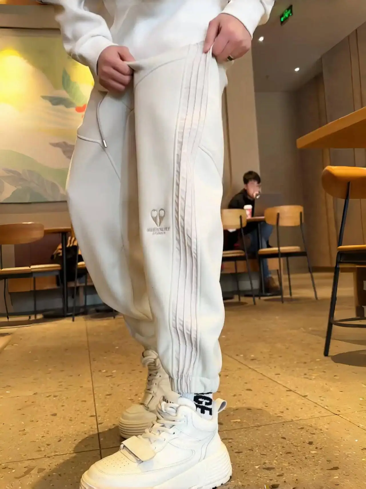 

Men's Faion Spor Fce Lined Embroidered Joggers Casual Pants Autumn Winter New Sle High Street Loose All Match Leisur...