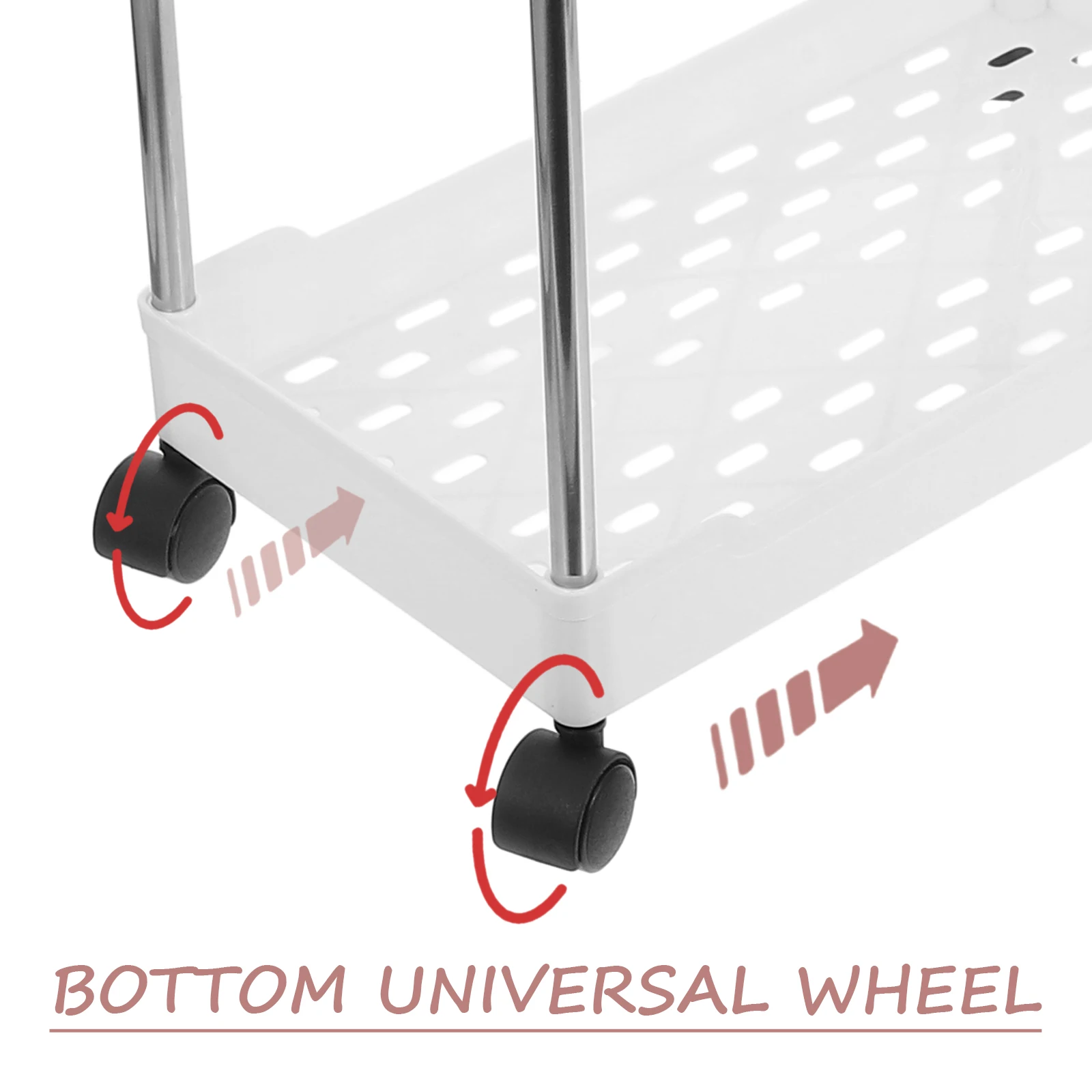 

3-Tier Rolling Storage Cart Bathroom Kitchen Trolley Rack With Wheels Organizer For Home Utility Cart Multi-Layer Stand