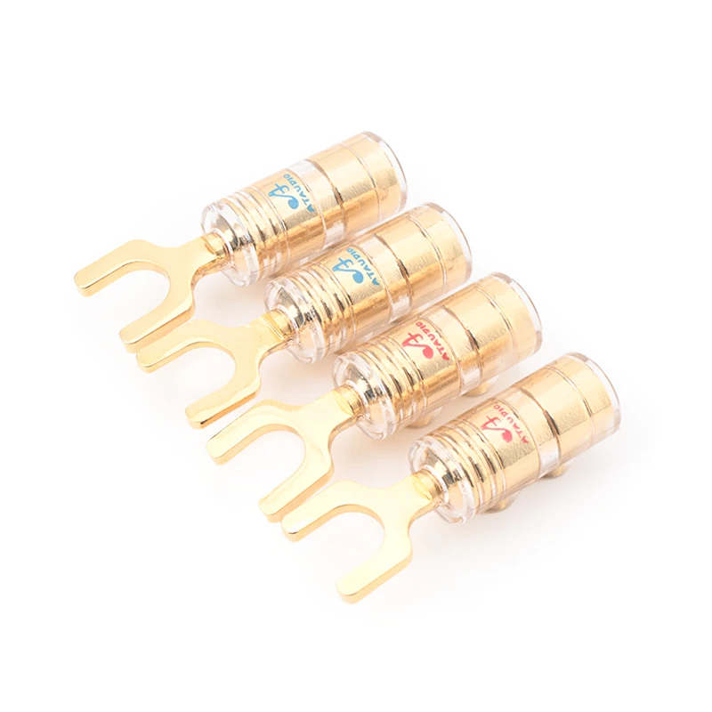 

8PCS Hifi Gold Plated Banana Y Plug with Crystal Shell Y Spade Connector for free DIY Speaker Cable Audio
