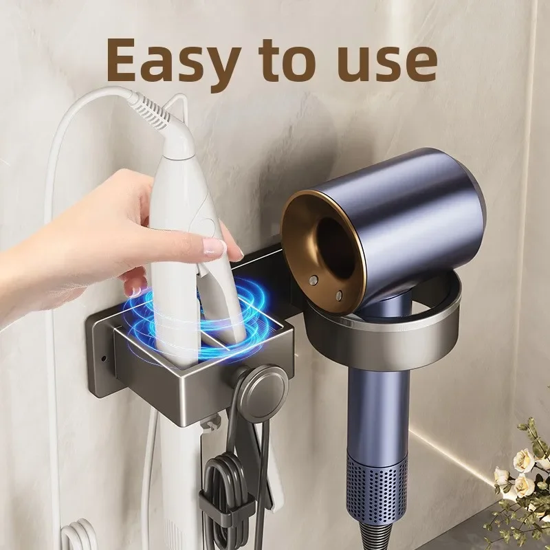 Bathroom Hair Straightener Storage Hair Dryer Holder Wall Mounted Holder Hair Tool Organizer Adhesive Toilet Blower Holder