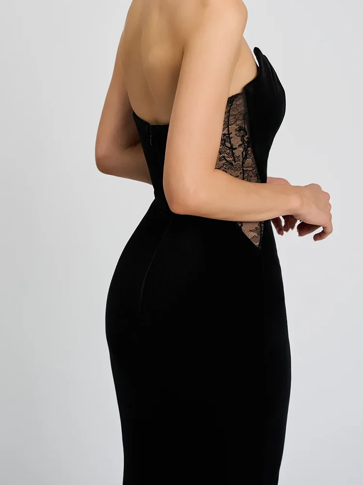 فساتين سهرة رسمية كلاسيكية بدون حمالات من الدانتيل بدون أكمام حورية البحر فساتين حفلات أعياد الميلاد حسب الطلب