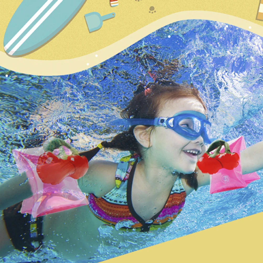 

4 Pcs Arm Circle Cartoon Inflatable Swimming Cherry Flamingo Float Ring