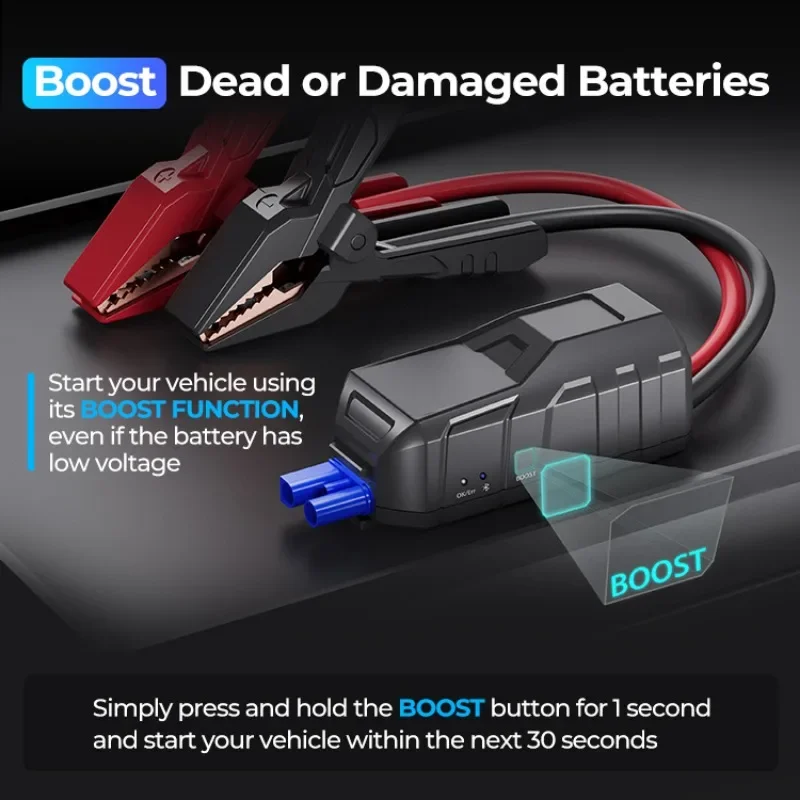 TOPDON V2200Plus 2200A 12V Emergency Portable Vehicle Car Battery Booster Pack Power Bank 2-in-1 Battery Tester and Jump Starter