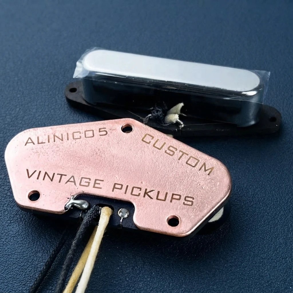Neck Bridge 1960s High Output TL Pickup Set, Alnico 5, Low Noise, Cloth Wire, Mounting Hardware for Electric Guitar Parts