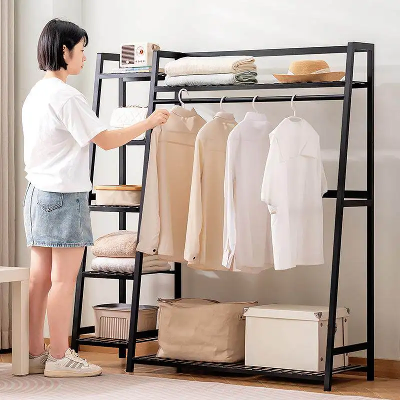 Floor-to-ceiling bamboo hanger Multifunctional storage hanger Living room bedroom Home