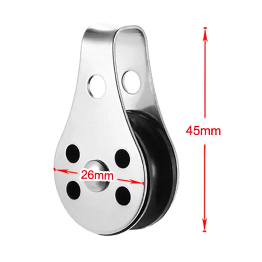 26mm Stainless Steel Pulley Single Wheel Load Bearing Swivel Lifting Rope Pulley for Blocks Rope Runner Kayak Boat Accessories