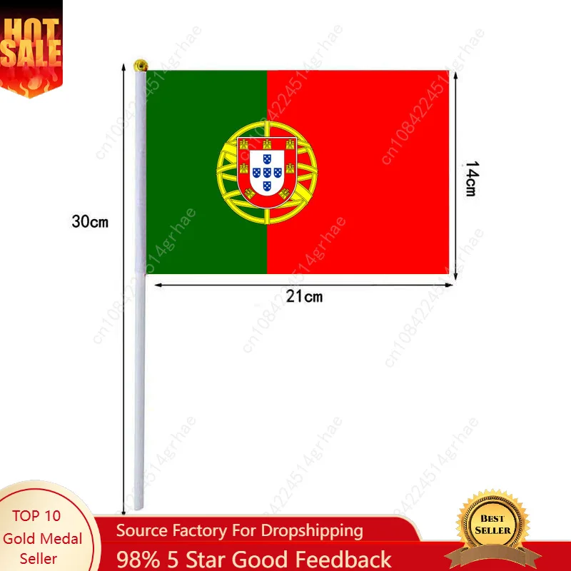 Portugal Hand Waving Flag Portuguese Small Mini Hand Held Flags 10 Pcs 14x21cm  Sporting Event Support Handheld Flag