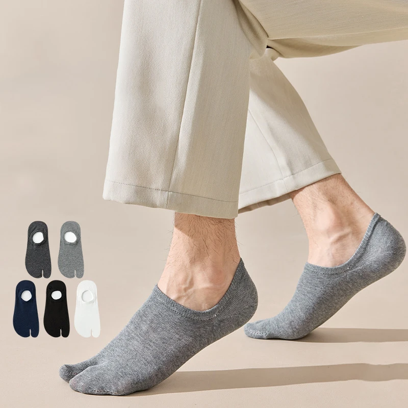 

5 Pairs Men's Toe Socks Set Japanese Shallow-mouth Ankle Socks Sports Cotton Socks Wholesale Solid Color Verstaile Anti-slip