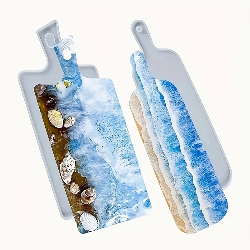 2Resin Tray Mold, Silikonform für Epoxidharz mit Griff, dekorative Form, TrayDIYResin-Geschirrform zur Herstellung von Tellern (breit + schmal)