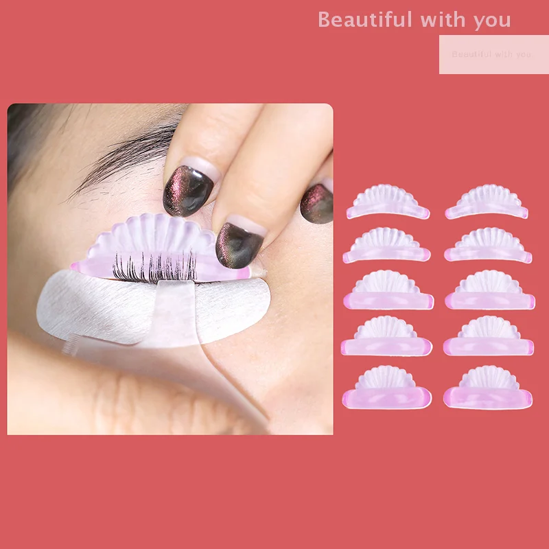 

5 Pairs No Glue Silicone Eyelash Curler Adhesive Wand Lift Shield 3D Shell Eyelash Curler Accessories Applicator Tool