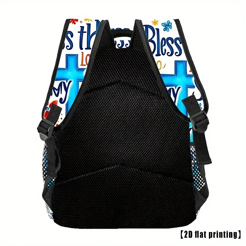 Custom Bag Cross Flowers (13) Religious Backpack With Blessings • Lightweight Travel Backpack • Large Capacity Laptop Compartmen