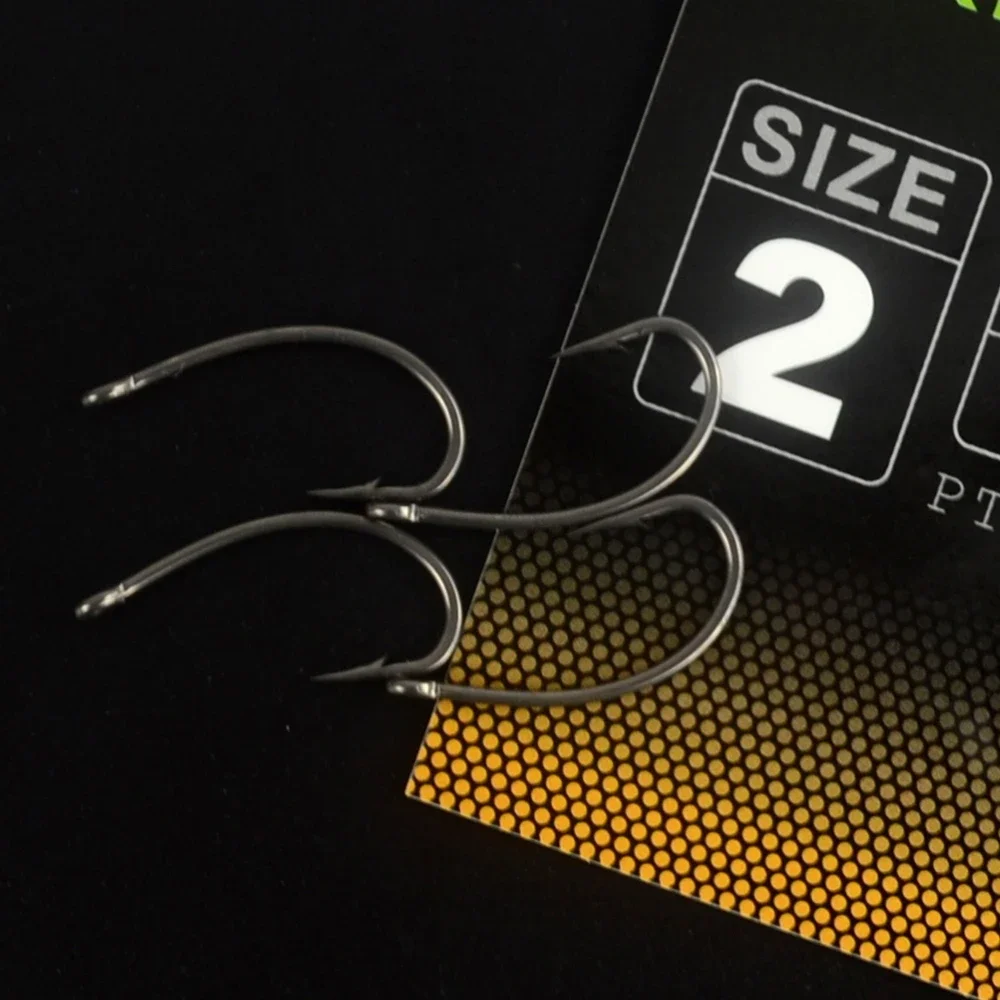 15pcs PTFE Coated High Carbon Stainless Steel Barbed Fishing Hooks With Eye Carp Fishing Accessories X501