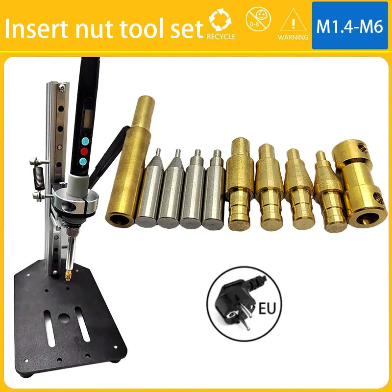 M1.4 M1.6 M2 M3 M4 M5 M6 Press Heat Set Insert Tool Soldering Iron Tip of 3D Printing Parts Thread Insert Tool Embedded Nut Kit