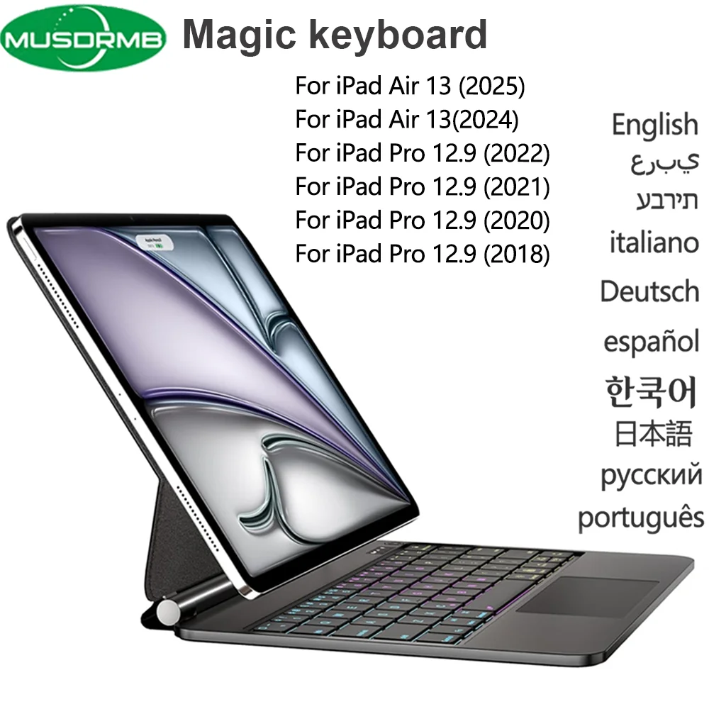 

Magic Keyboard for iPad Air 13( M4 2026/M3 2025/M2 2024) Case Keyboard for iPad Pro 12.9 (2018 3rd/2020 4th/2021 5th/2022 6th)