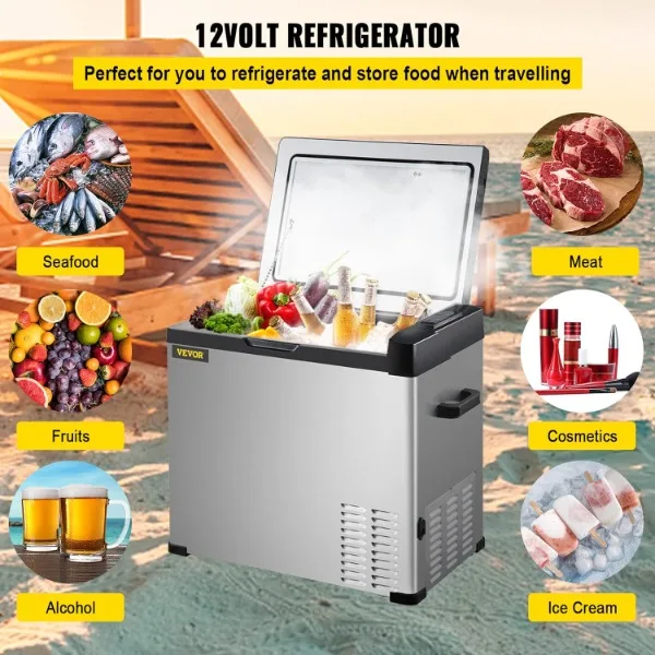 VEVOR 12 Volt Refrigerator, Portable Refrigerator (-4℉~68℉) With APP Control Car Compressor Fridge Cooler 12V/24V DC