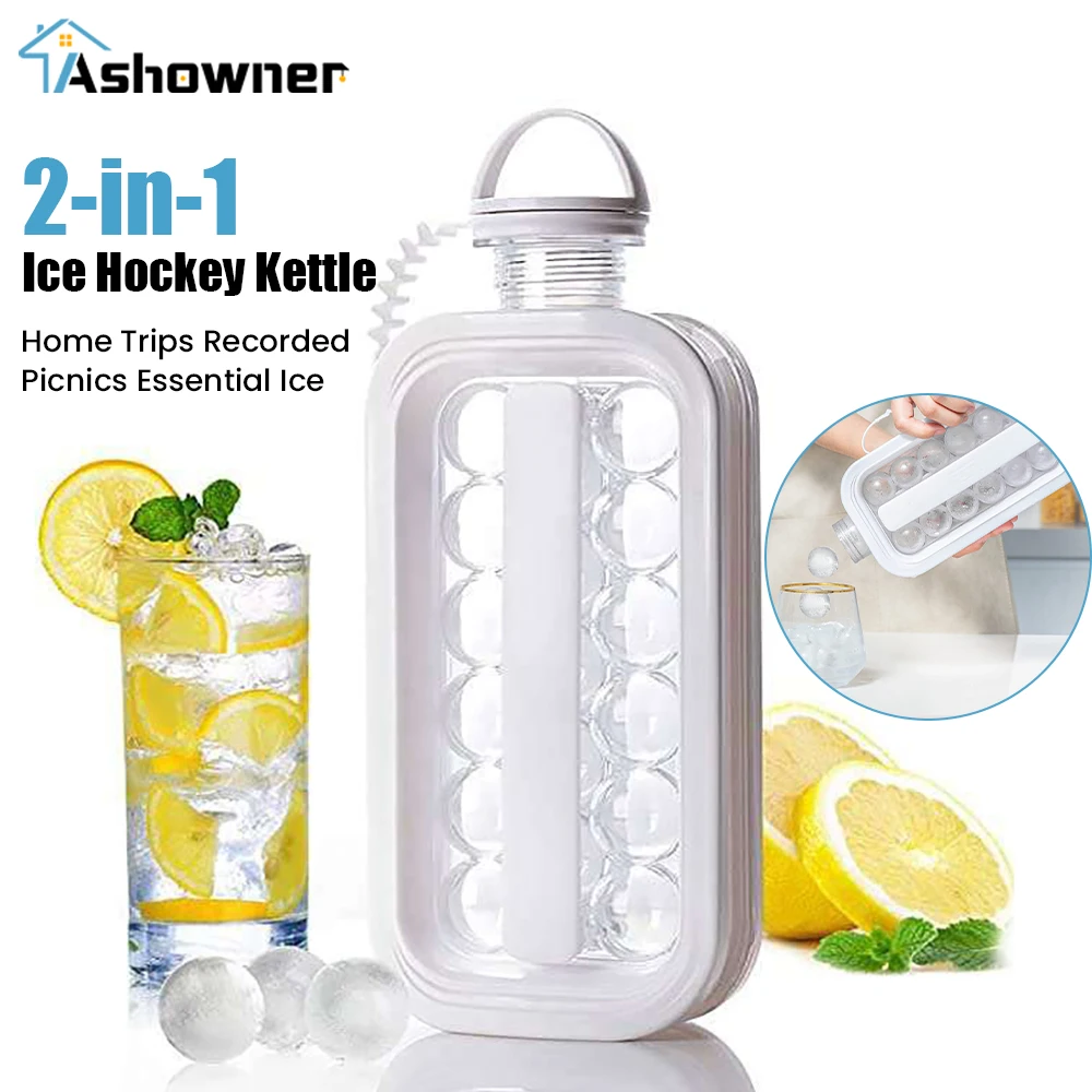 Ice Cube Mould For Refrigerator Mould Portable Ice Ball Water Bottle 2 in 1 with 17 Compartments Ice Cube Mould For Juice Coffee