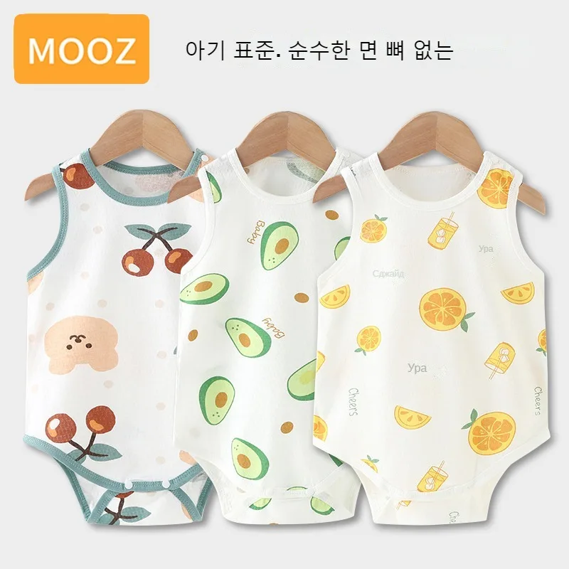 MOOZ 남아와 아기용 신생아 옷, 여름 점프수트, 순면 반팔 티셔츠, 여아용 