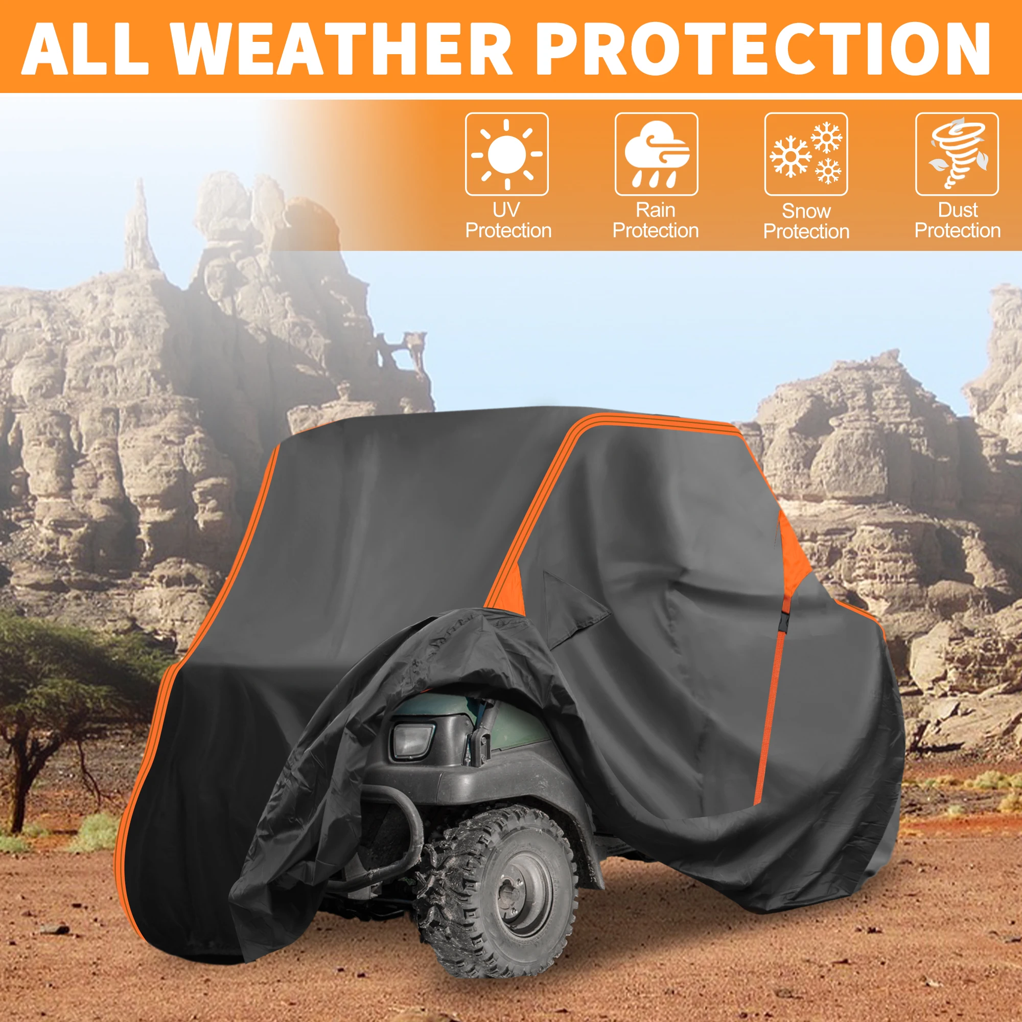 UXCELL UTV Cover for Kawasaki MULE SX Waterproof Side by Side Cover Outdoor Sun Rain Storage Protection 210D-PU 271x134x178cm