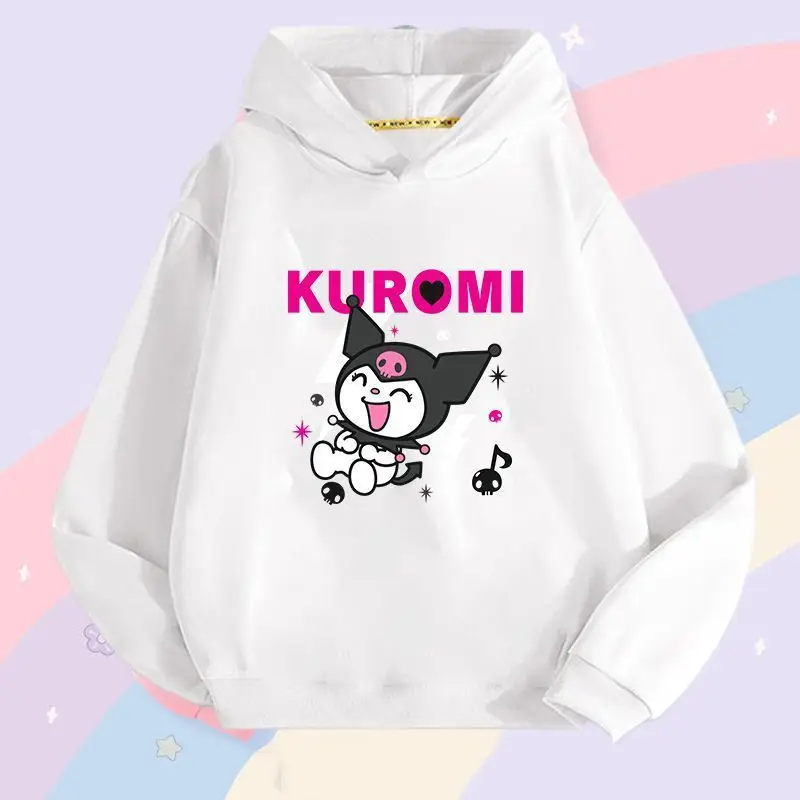 Kawaii Sanrio's fashionable printed children's clothes for autumn and winter outdoor girls  boys warm and comfortable hoodies