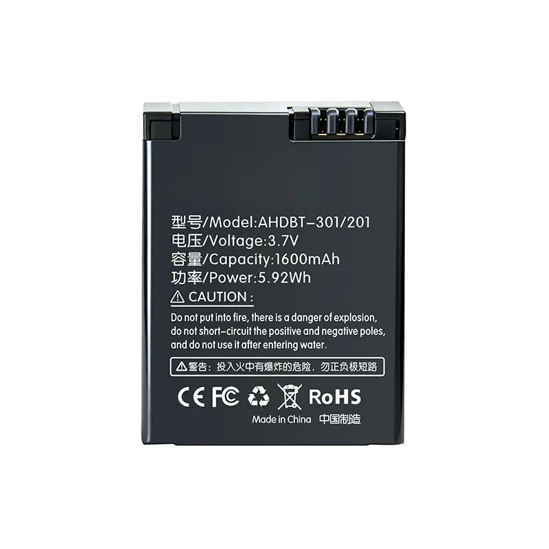 AHDBT-201 AHDBT-301 3.7V 1600mAh 5.92Wh Li-ion Replacement Battery Pack for Go Pro HD Hero3 Action Camera with Charger