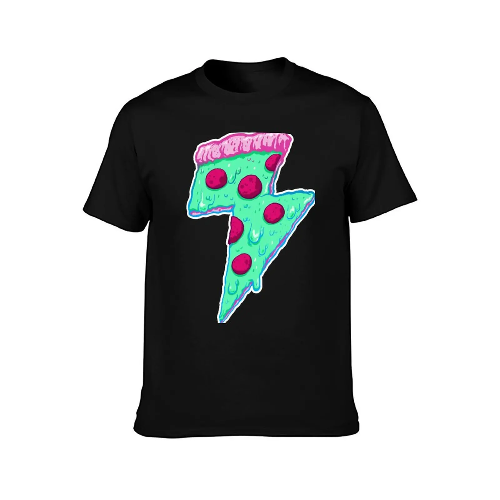 Thunder Neon Pizza T-Shirt Plus Size Workout Short Sleeve Top