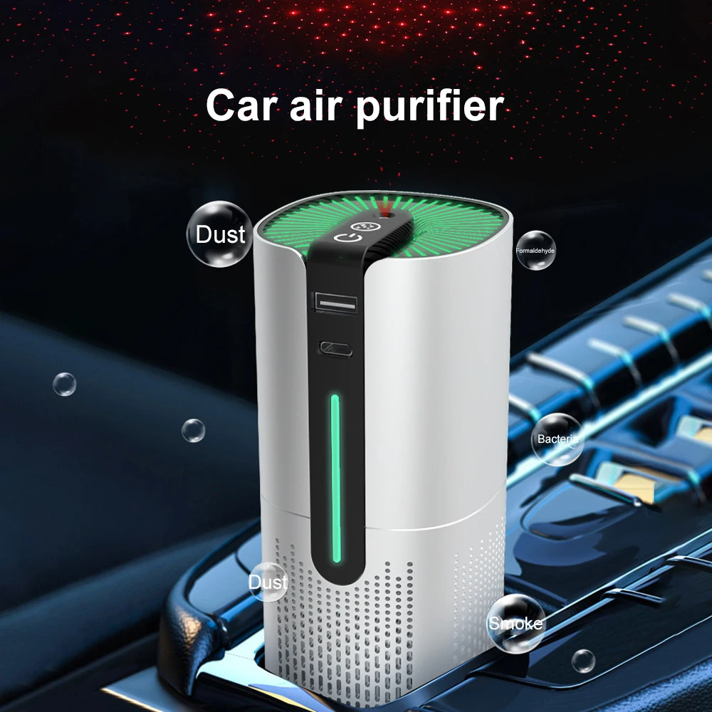 Car Air Purifier Intelligent Sky Star Dome Lamp Formaldehyde Removal Anion Smoke Detection Office Desktop Indoor USB Charging