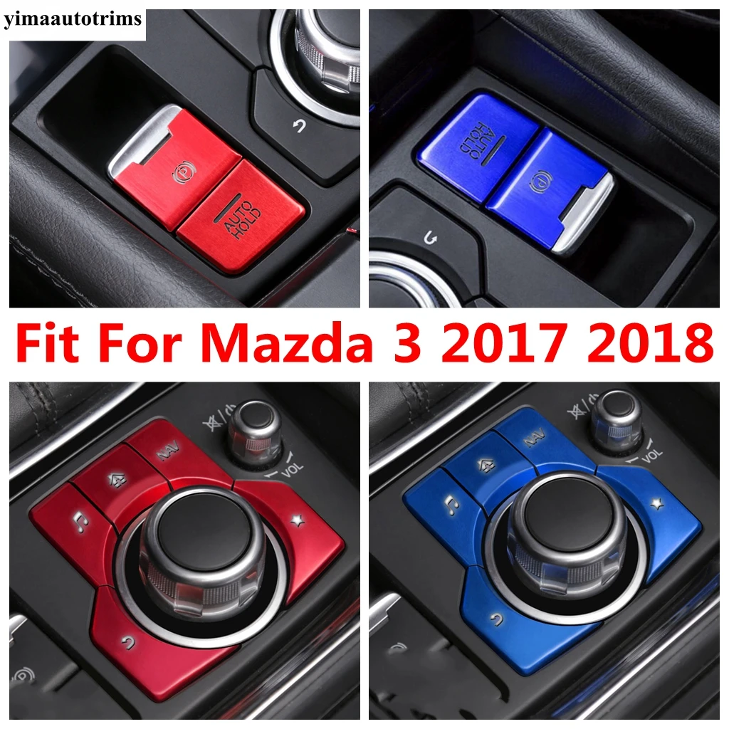 

Center Console Multimedia Button Frame Auto Hand Brake Decorative Sequins Cover Trim Accessories Interior For Mazda 3 2017 2018