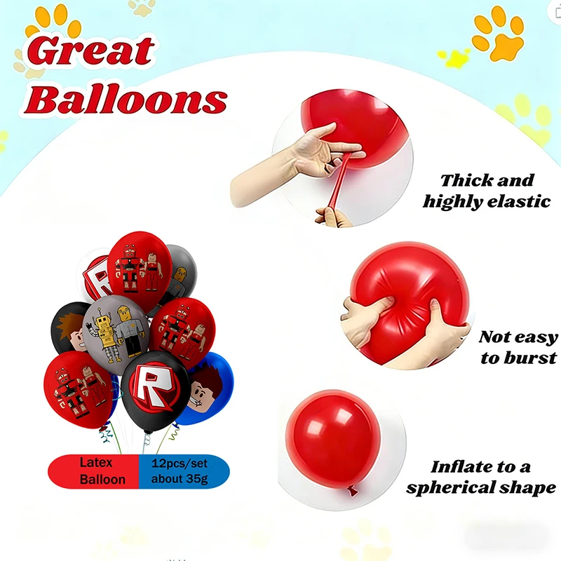 Cartoon-Roboter-Latexballons 12 Zoll, virtuelle Welt, Themen-Geburtstagsparty-Paket, Duschzubehör, DIY-Ballon-Dekorationen – Detail 3