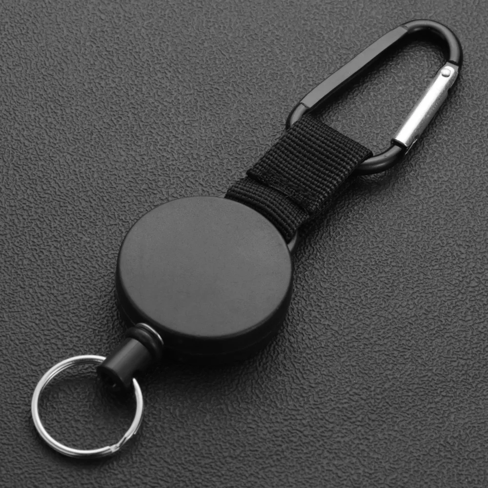 Outdoor Stainless Steel Rope Keychain Climbing Buckle Telescopic Anti-theft Wire Retractable Tactical Key Chain Camping Tool