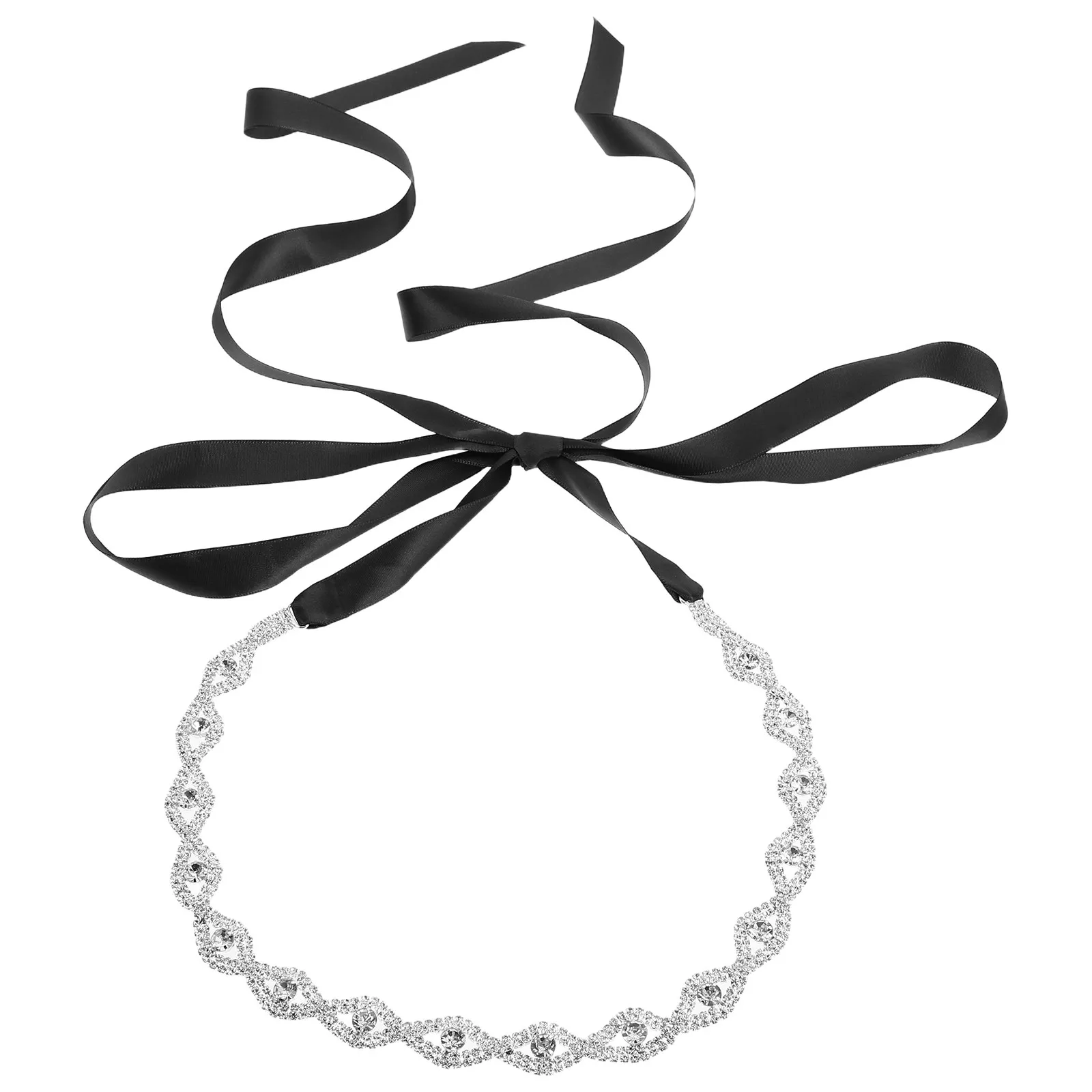 Rhinestone Bridal Sash Belt Wedding Dress Waist Chain Luxury Alloy Sparkling Glamour Formal Evening Party Accessory Black