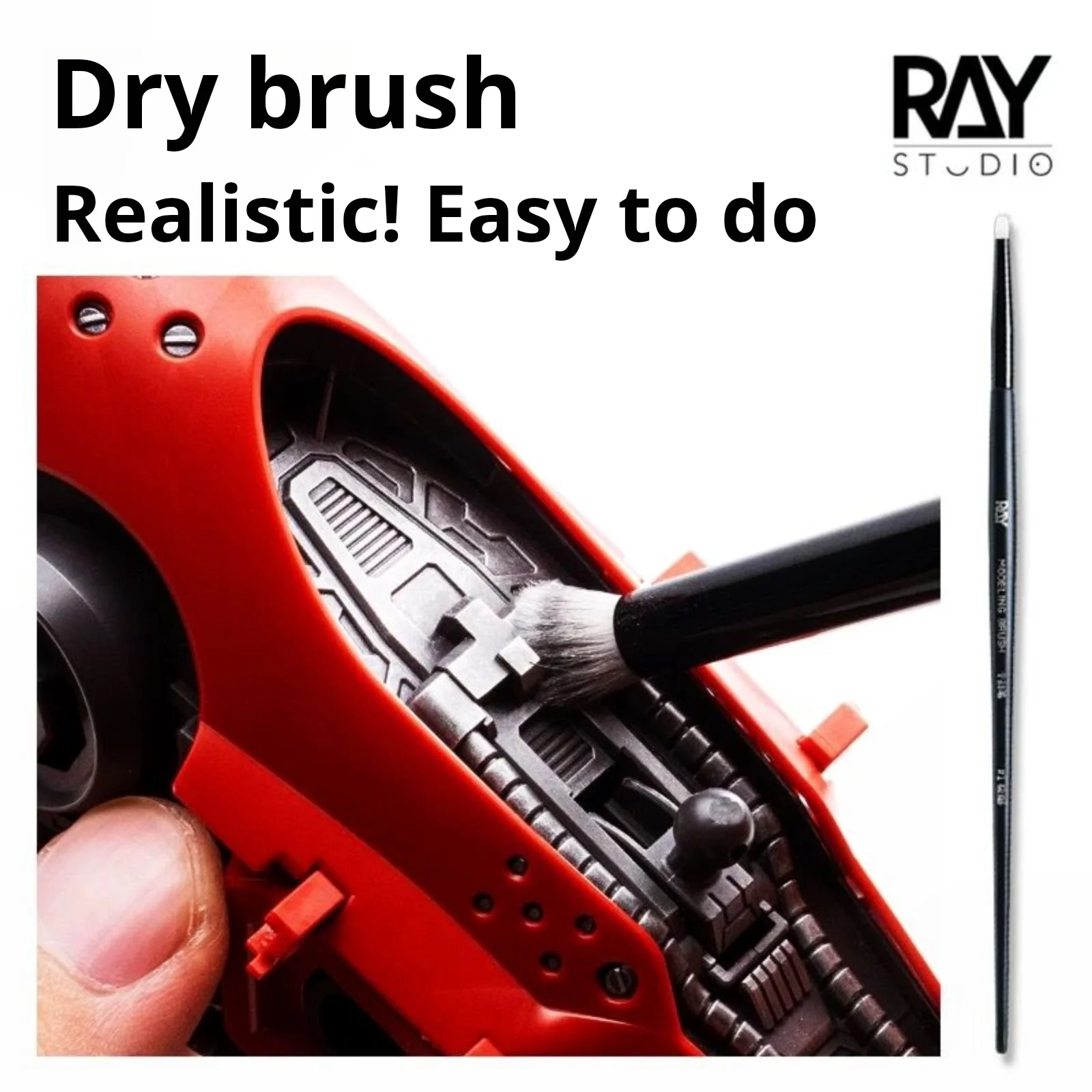 RAYSTUDIO Dry Brush for Gundam Scale Military Model Making Tools Dust Debris Cleaning Tools Hobby DIY Craft Project