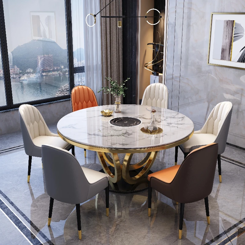 Gold Legs Dining Tables Rotating Unique Party Modern Design Kitchen Tables Round Italian Nordic Mesas De Comedor Furniture Home