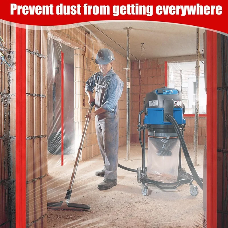 PORK-12 لفات أبواب بسحاب ذاتية اللصق قوية لحواجز الغبار - مقاس 7 أقدام × 3 بوصة، للأقمشة ومواقع البناء