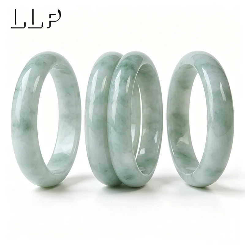 Natürliches grünes Jade-Armband, traditioneller chinesischer Alltagsschmuck mit einem eisigen Hauch und einem glückverheißenden Charme. – Detail 6