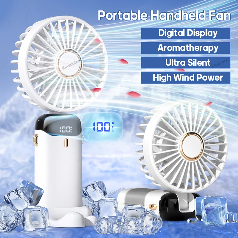 Portable Mini Handheld Fan 5 Gear Wind Speeds Adjustable 800mAh Outdoor Wearable Neck Small Fan Silent Air Circulator Cooler