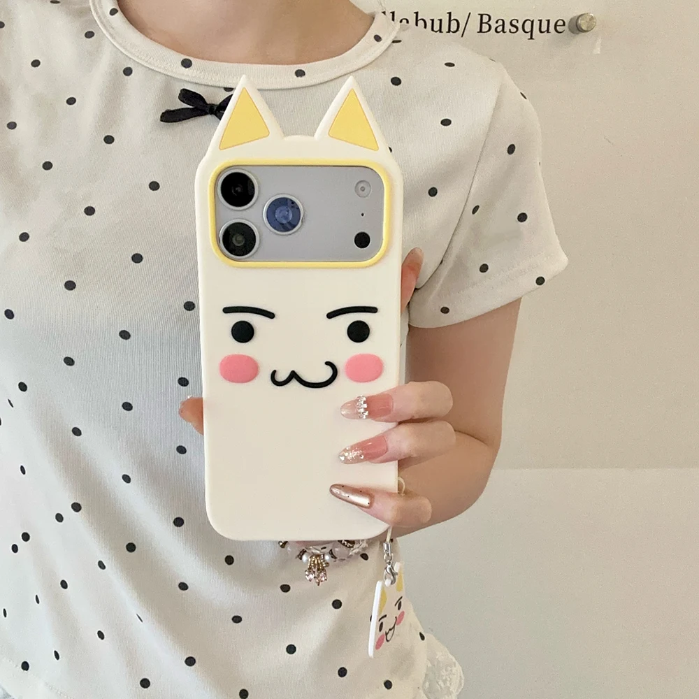 Niedliche 3D-Cartoon-Katzen-Handyhülle aus weichem Silikon für iPhone 16 17 18 Pro Max, lustige, stoßfeste Rückseite mit Anhänger – Detail 1