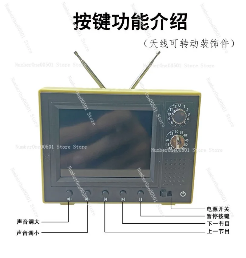 00816 Mini Kitchen Tiny TV That Really Plays Kids Pretend Play Food Toy Set Retro Gift for Children