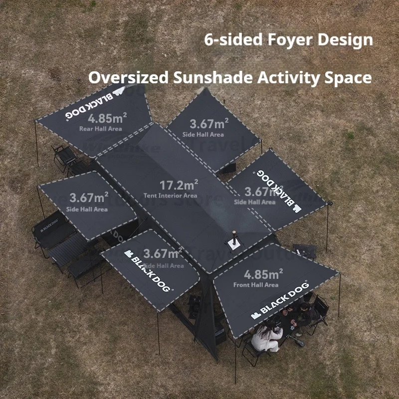 Naturehike BLACKDOG SpaceX خيمة المظلة لمدة 5-8 أشخاص قماش القنب طلاء أسود واقية من الشمس التلقائي خيمة قماش القنب الخيام للحديقة في الهواء الطلق #4