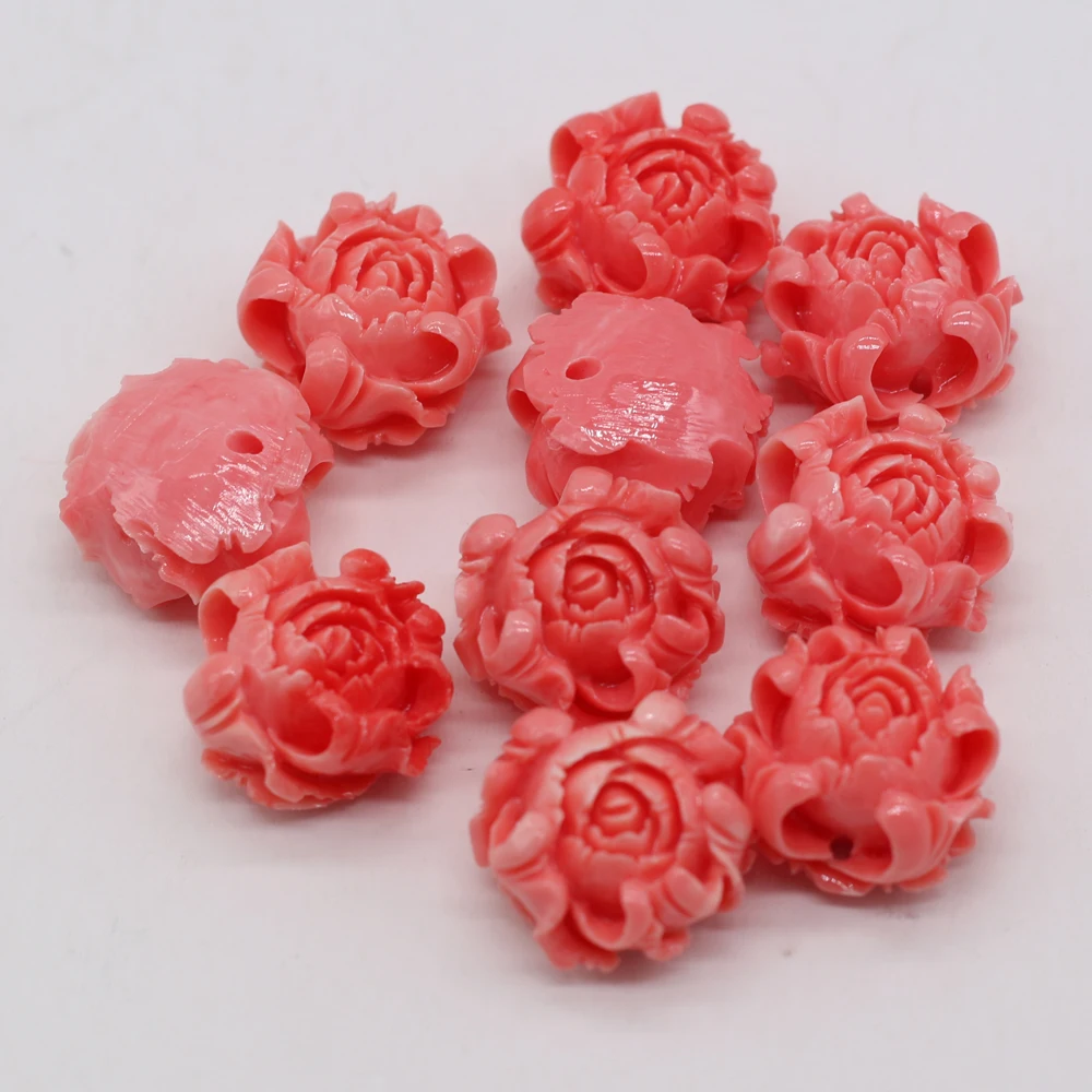 

10pcs Imitation Coral Beads Through-hole Pink Flower Shape Beads For Jewelry Making DIY Necklace Bracelet Accessories 20x20mm