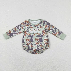 Newborn Bubble Camo Children Romper Baby Boy Long Sleeves Embroidery Duck Jumpsuit Kid Toddler One-piece Boutique Fall Clothes