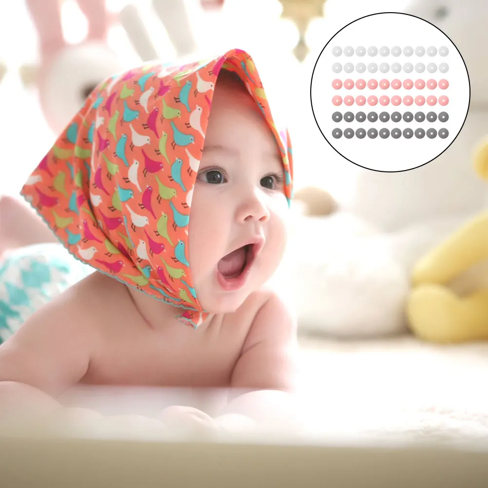 

105 Pcs Diy Beads Silicone Teether Beads DIY Pacifier Chain Baby Bracelet Colored Clip Accessories Teething Toys