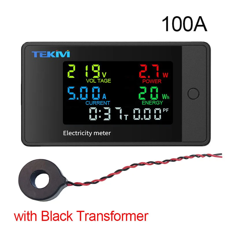 AC 100-265V 6 in 1 Voltmeter Ammeter Power Energy Detector Meter LED Digital AC Wattmeter Electric Meter 0-20/100A Detector