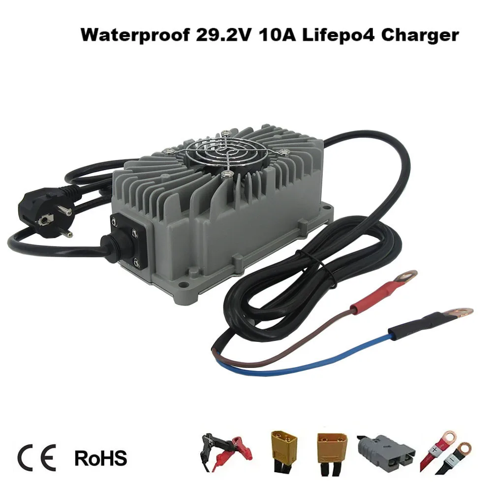 

Waterproof 24V 10A Lifepo4 Fast Charger 29.2V Iron Phosphate RV Forklift Energy Storage Battery Smart Charger 24 V 300W Powerful