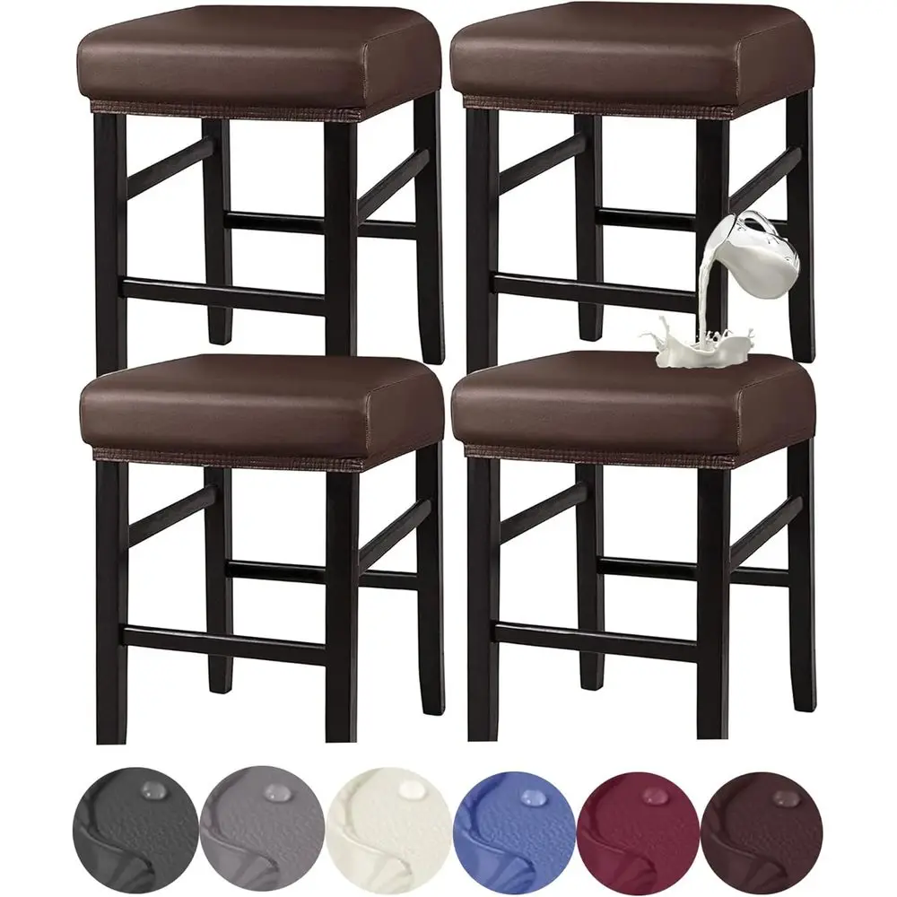 

Чехлы для стульев HCNMY Rec, эластичные водонепроницаемые чехлы из ПУ для барных стульев, чехлы для туалетных стульев, моющиеся чехлы для стульев для барной стойки, чехлы для сидений