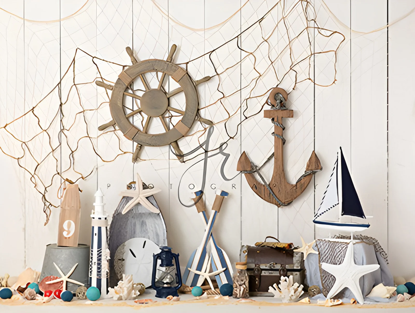 Johnson Ship Shape anchor nautical star backdrops High quality computer print party supplies Photography Studio Backgrounds