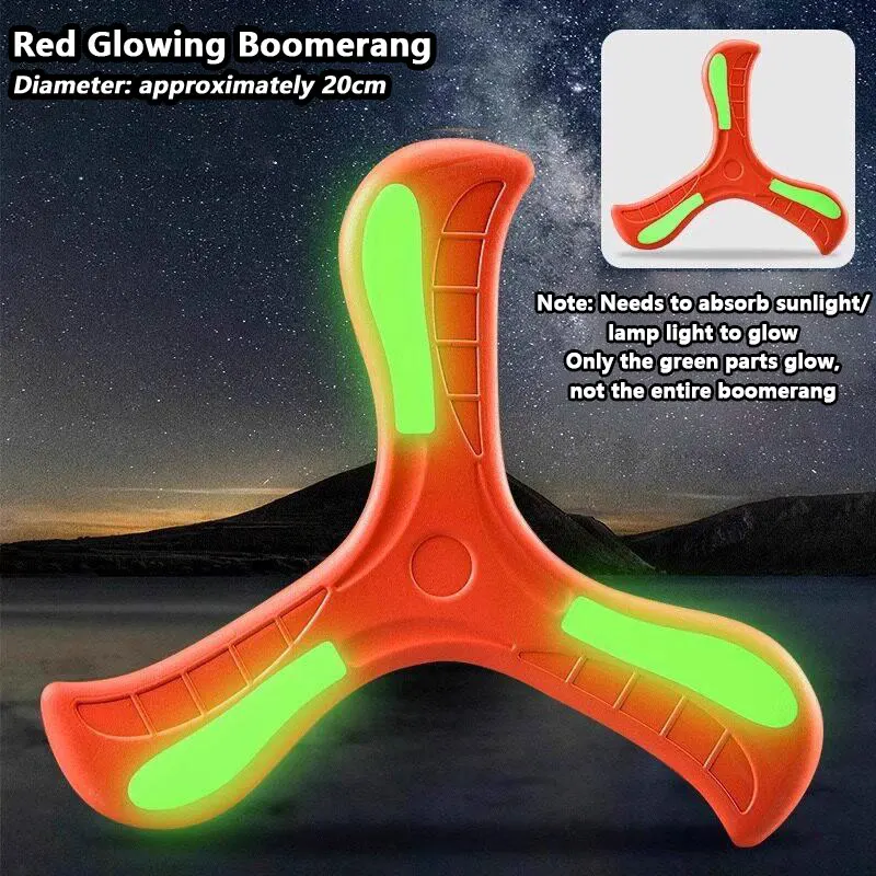 Boomerang Weicher Dreiflügeliger Kreuz-Boomerang mit Nachtlicht Outdoor-Spielzeug Fliegende Scheibe Interaktives Sportspielzeug für Erwachsene und Kinder Puzzle-Geschenk für Kinder