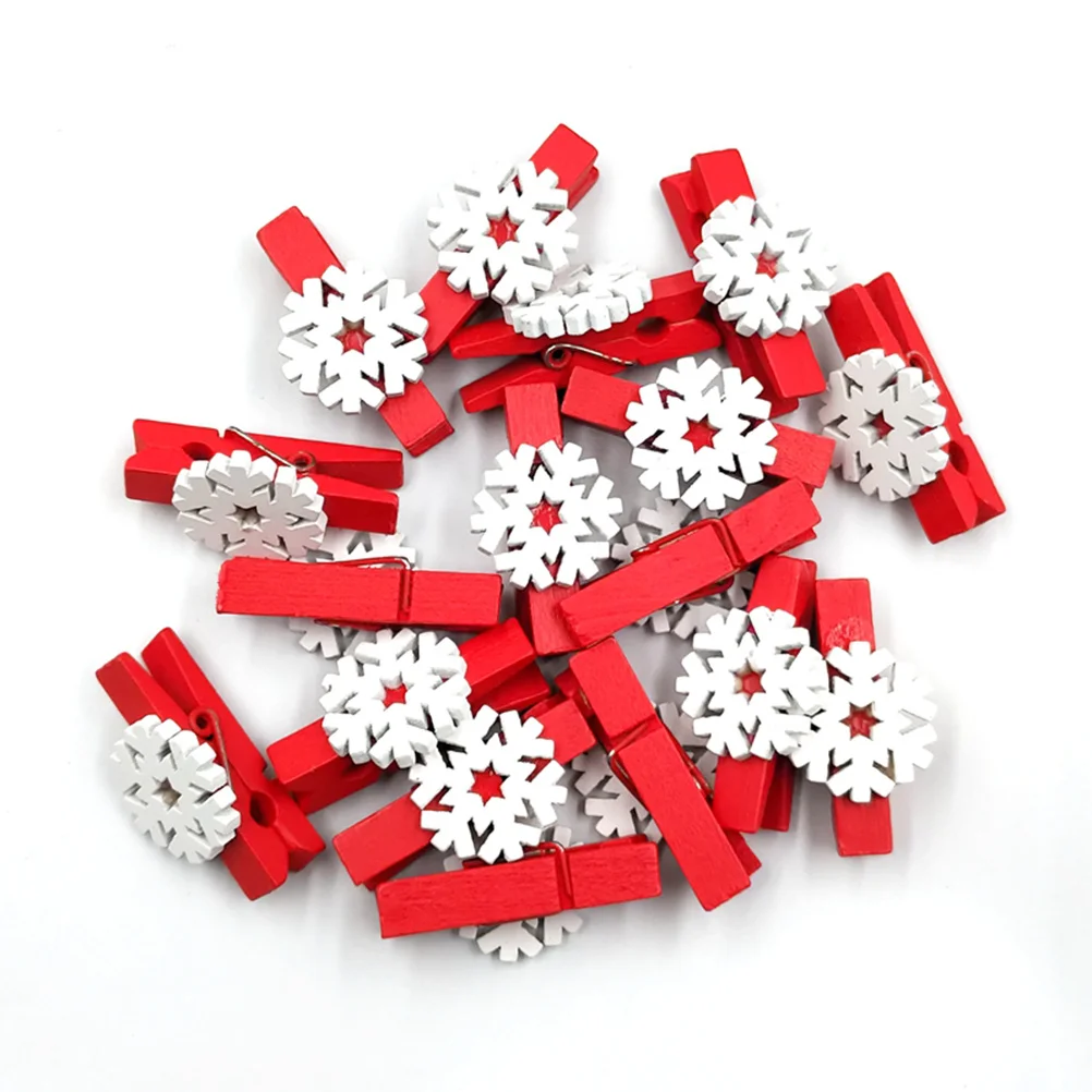 25 قطعة مقاطع خشبية تصميم ندفة الثلج الصغيرة مشابك الغسيل الزخرفية لملف ورق الصور ملاحظة الموثق عرض غرفة النوم مكتب المنزل #2