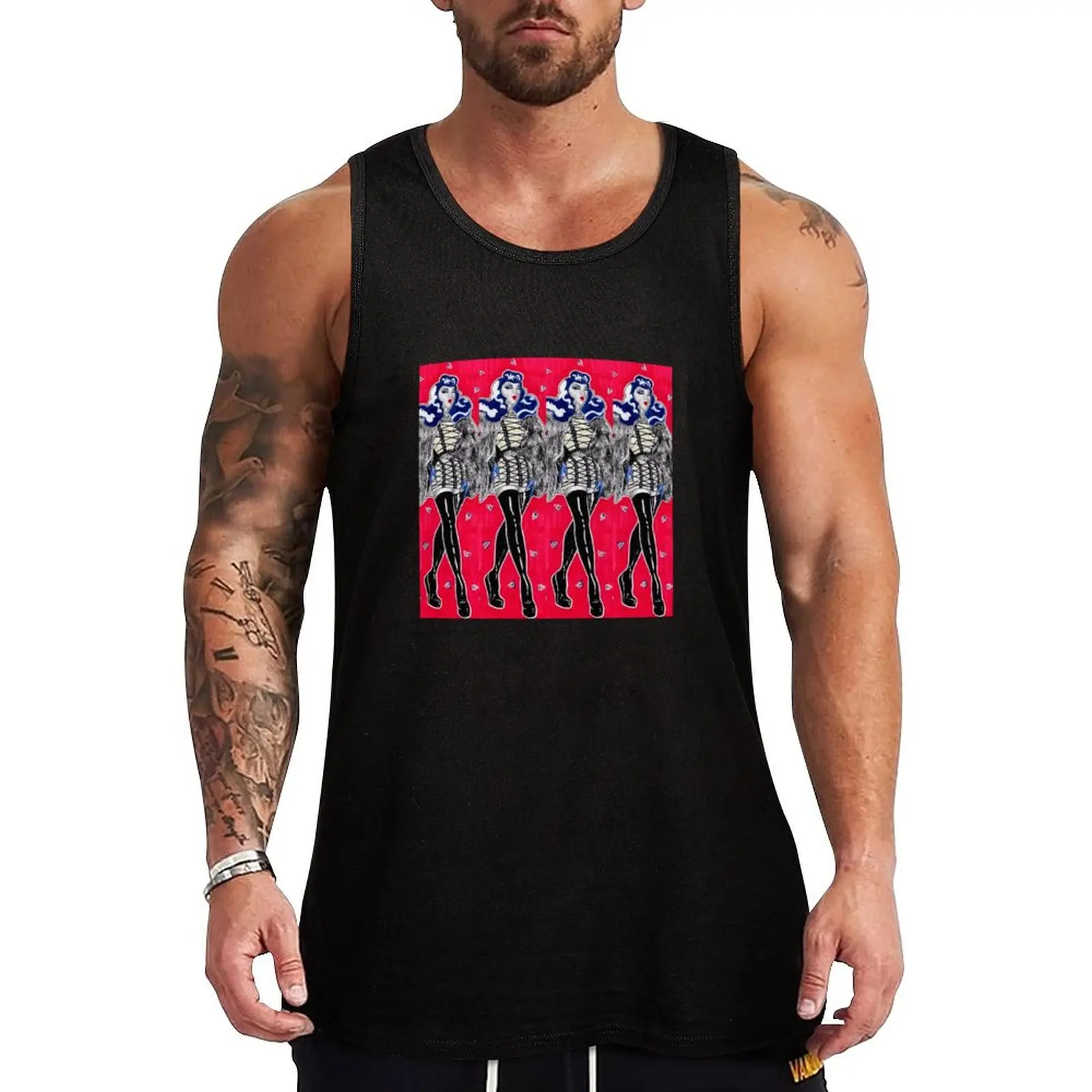 Camiseta sin mangas Violet Chachki con estampado de texto y gráfico de letras, informal, sin mangas