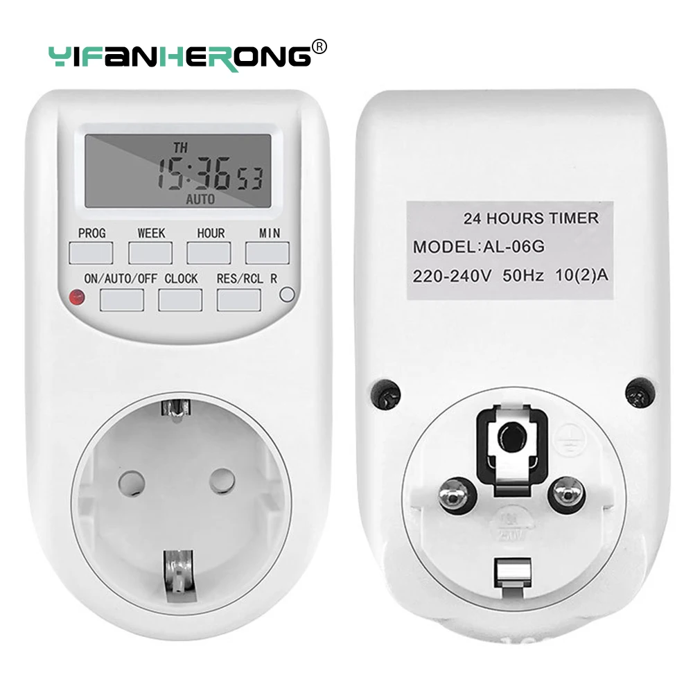 Digital Timer Switch EU Plug Kitchen Timer Outlet 220-240V AC 50Hz 10A Programmable Electronic Timing Socket Smart Home